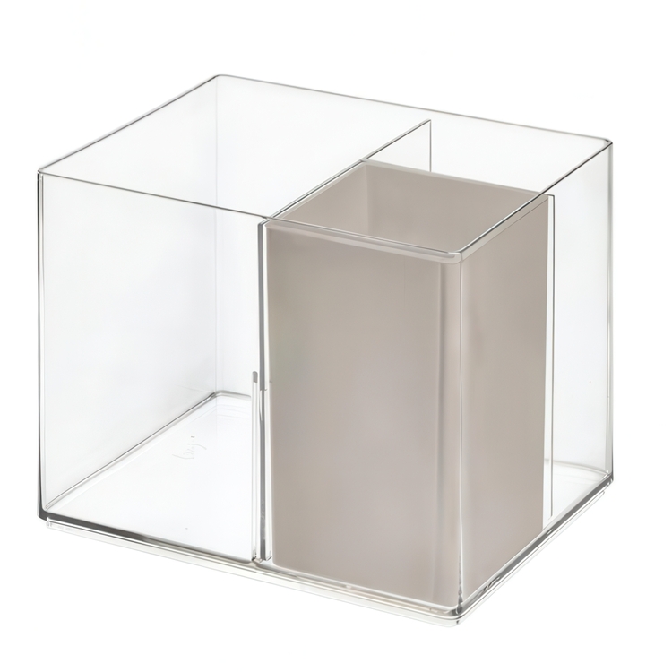 Storage Box, THE HOME EDIT HAIR TOOL HOLDER, 13,3 x 17,1 x H 13,3 cm, Clear / Grey