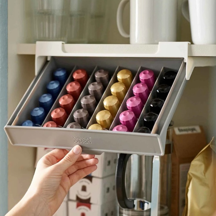 Coffee Pod Drawer, Under Shelf, CUPBOARD STORE, Joseph Joseph, Grey