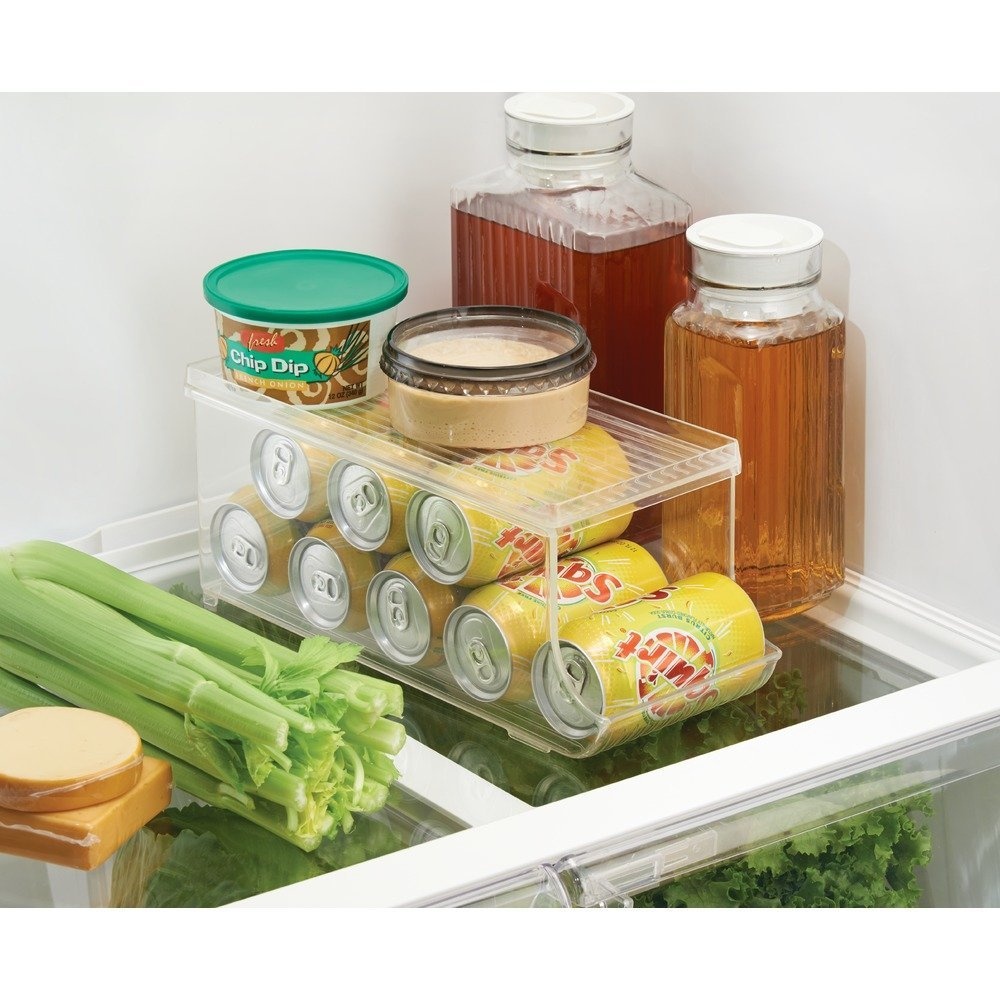 Storage with lid for cans, FRIDGE BINZ, 14,5 x 35 x 15 cm, Klar