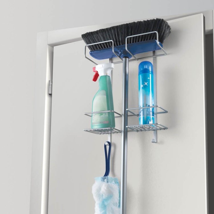 Over-Door Organizer, BROOM HOLDER, 31,5 x 12 x H 46 cm, Silver