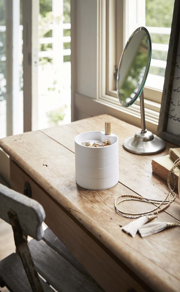 Storage box / jewelry tray, TOSCA , Ø 10 x H 12,2 cm, Yamazaki, White