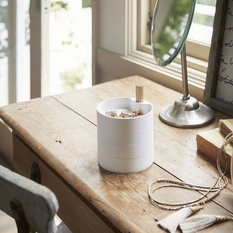 Storage box / jewelry tray, TOSCA , Ø 10 x H 12,2 cm, Yamazaki, White