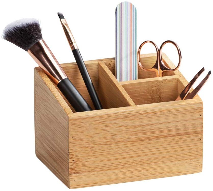 Storage Box in Bamboo, 3 compartments, TERRA, 12 x 9 x H 8,5 cm, Nature