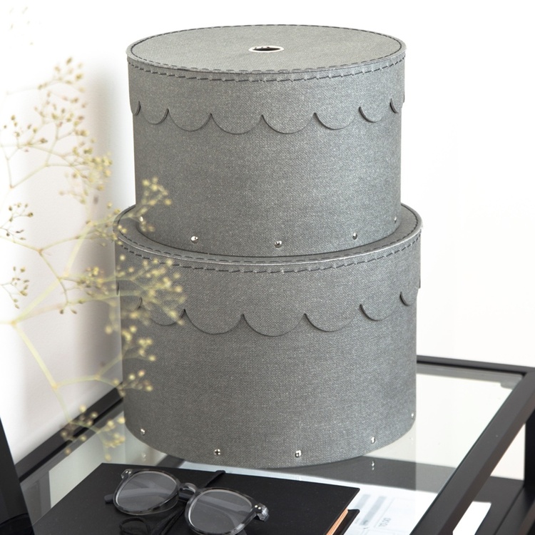 Round storage box 2 drawers, Wilma canvas, Bigso