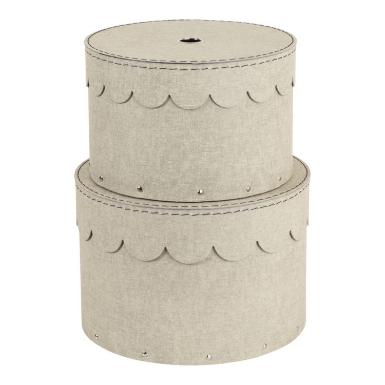 Storage boxes, Round, Set of 2, BIGSO WILMA CANVAS, Ø26 x H Ø23 cm