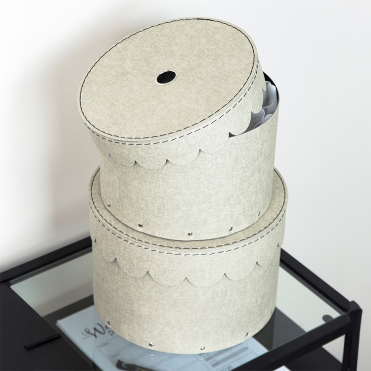 Round storage box 2 drawers, Wilma canvas, Bigso