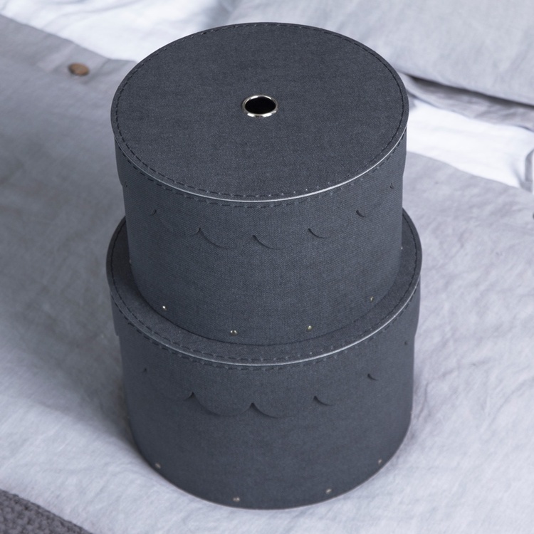Round storage box 2 drawers, Wilma canvas, Bigso