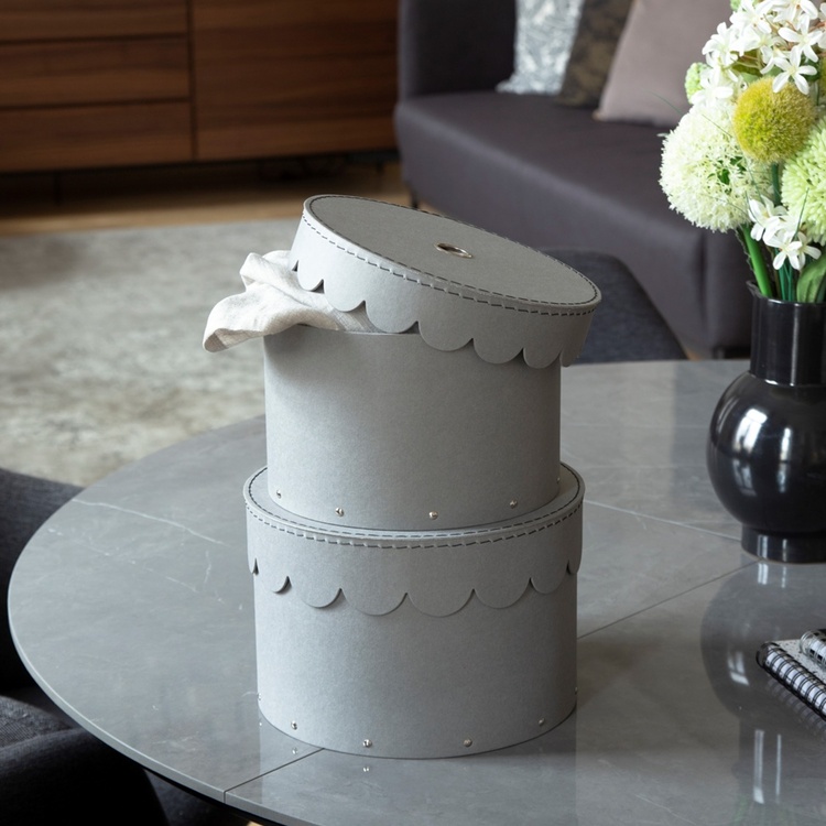 Storage boxes, Round, Set of 2, BIGSO WILMA, Ø26 x H Ø23 cm