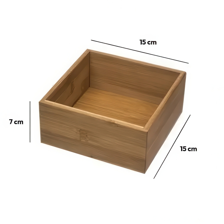 Storage Tray in Bamboo, Square, TIDY SMART, 15 x 15 x H 7 cm, Nature