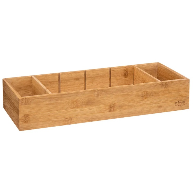 Storage Tray in Bamboo, With dividers, TIDY SMART, 15 x 38 x H 7 cm, Nature