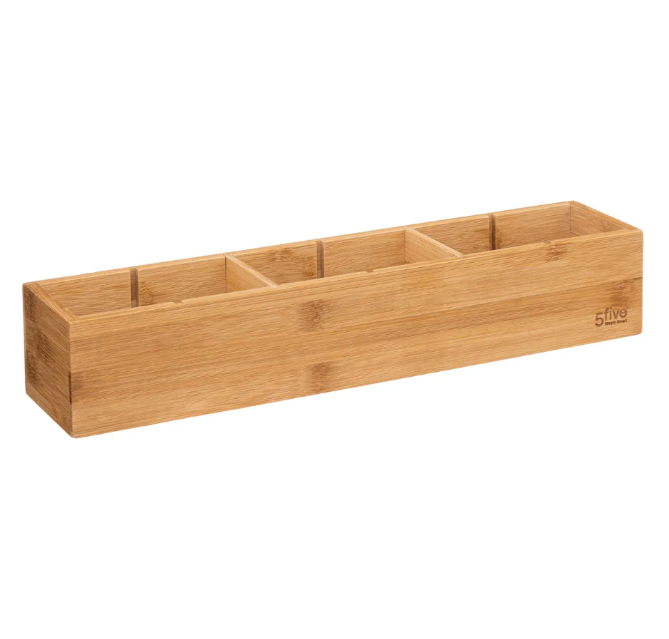 Storage Tray in Bamboo, With dividers, TIDY SMART, 8 x 38 x H 7 cm, Nature