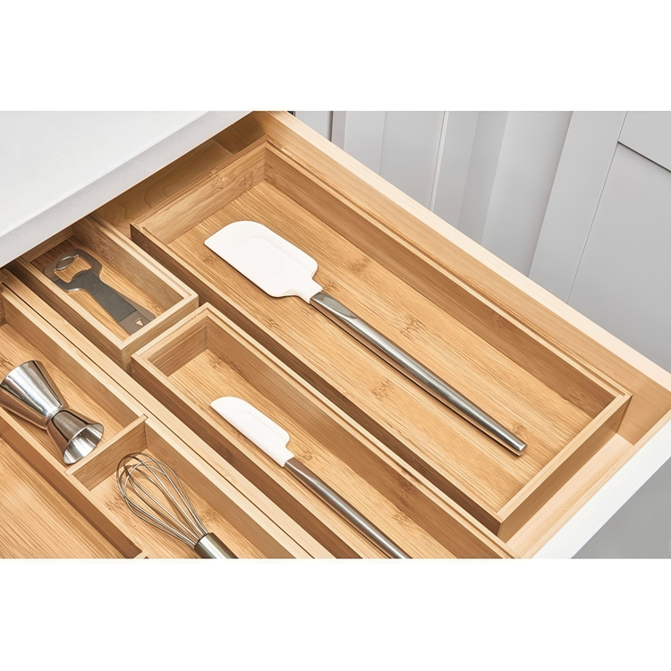 Storage Tray in Bamboo, Stackable, FORMBU DRAWER ORGANIZER, 38 x 15,3 x H 5,1 cm, Nature