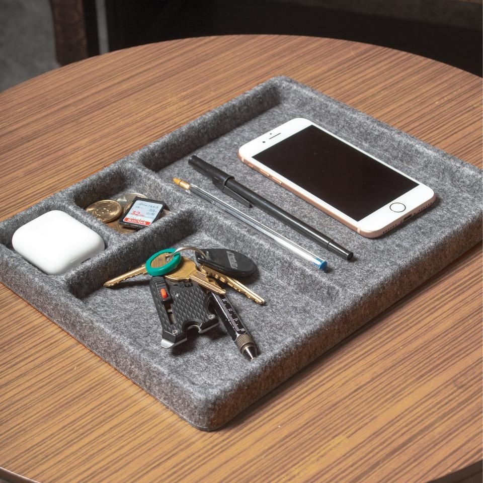 Storage tray, FILT CATCH-ALL TRAY, 28,6 x 20 x 2 cm, Grey