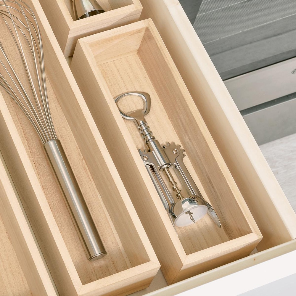 Storage Tray, Oblong, PAULOWNIA DRAWER ORGANIZER, 8,6 x 25,4 x H 7 cm, Nature