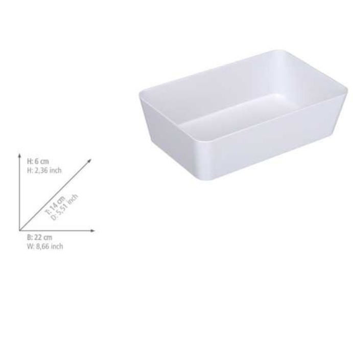Storage tray, CANDY, 22 x 14 x H 6 cm, White