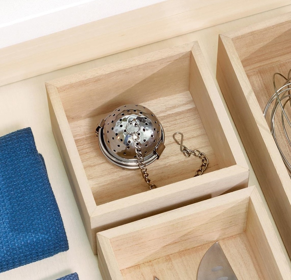 Storage Tray, Square, PAULOWNIA DRAWER ORGANIZER, 12,7 x 12,7 x H 7 cm, Nature