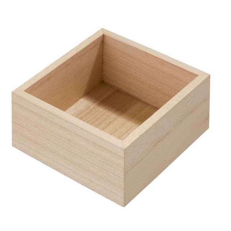 Storage Tray, Square, PAULOWNIA DRAWER ORGANIZER, 12,7 x 12,7 x H 7 cm, Nature