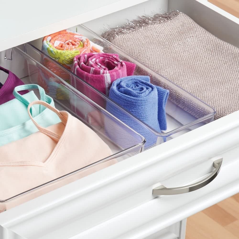 Storage Tray, DRESSER DRAWER ORGANISER SLIM, 30,5 x 10,2 x H 7,6 cm, Transparent