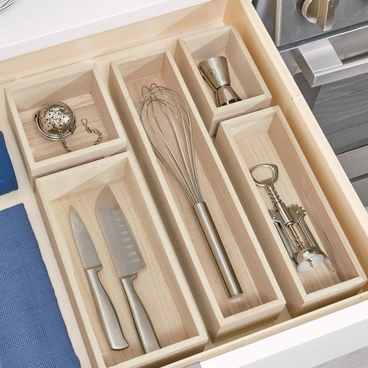 Storage Tray, Oblong, PAULOWNIA DRAWER ORGANIZER, 8,6 x 38,1 x H 7 cm, Nature