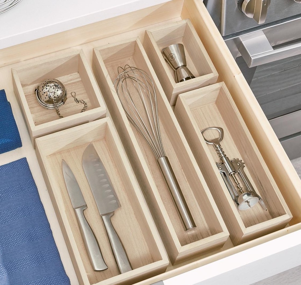 Storage Tray, PAULOWNIA DRAWER ORGANIZER, 12,7 x 25,4 x H 7 cm, Nature