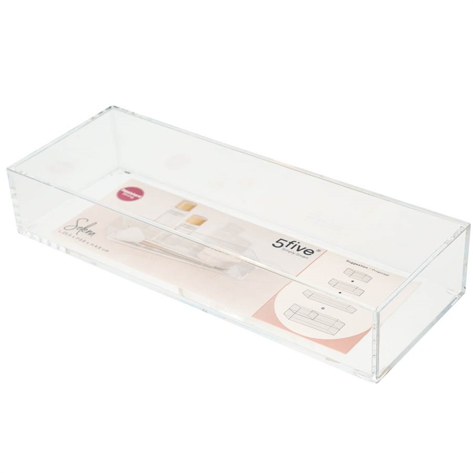 Storage tray, Stackable, SELENA ORGANISER MEDIUM, 25,6 x 9,7 x H 4,8 cm, Clear 
