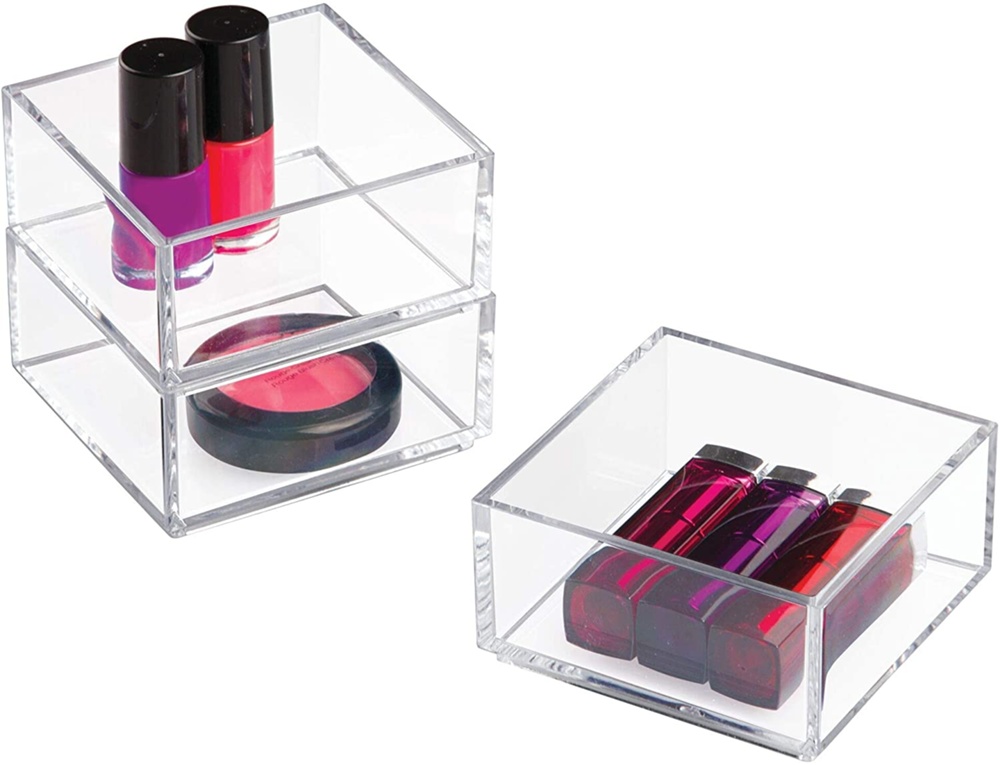 Storage tray, Stackable, CLARITY ORGANISER SQUARE MINI, 10,2 x 10,2 x H 5 cm, Clear 