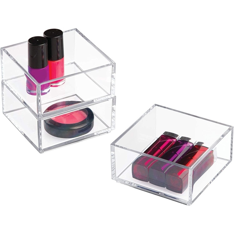 Storage tray, Stackable, CLARITY ORGANISER SQUARE MINI, 10,2 x 10,2 x H 5 cm, Clear