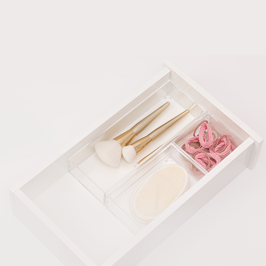 Storage trays, Stackable, Set of 3 SELENA ORGANISERS, Clear 