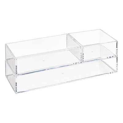 Storage trays, Stackable, Set of 3 SELENA ORGANISERS, Clear 