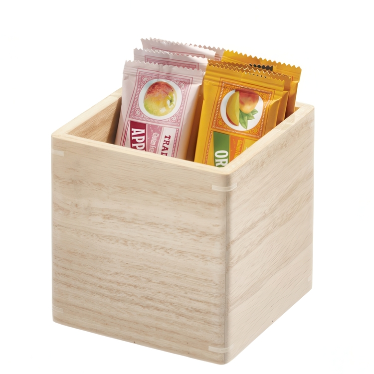 Storage Box, THE HOME EDIT COLLECTION ECO WOOD BIN, 11,4 x 11,4 x H 12 cm, Nature
