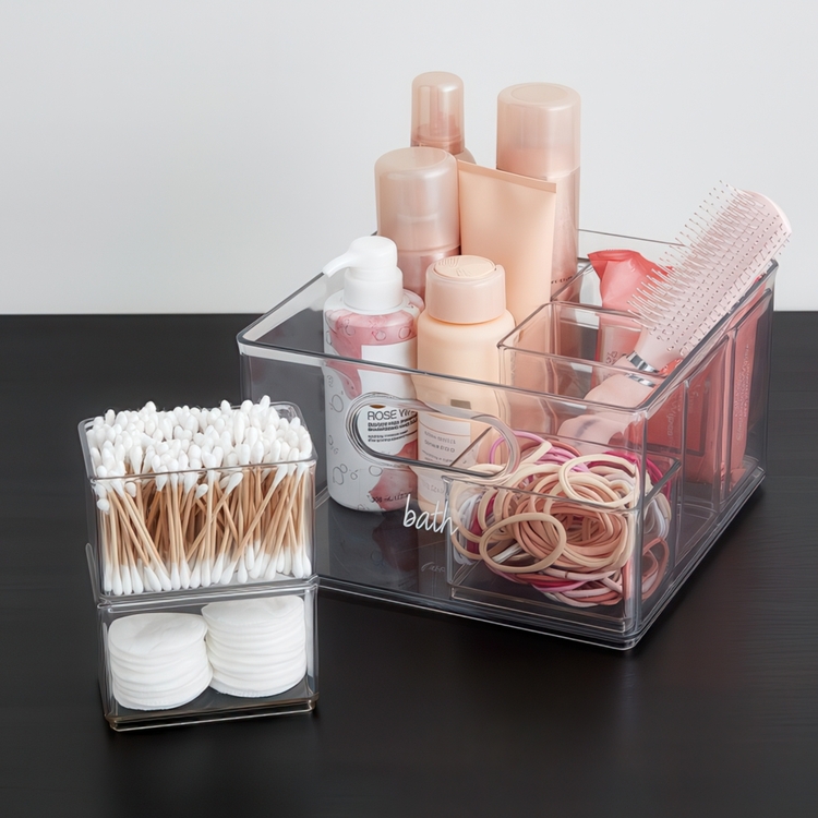 Storage Box, THE HOME EDIT SMALL BIN ORGANIZER, 12,1 x 8,3 x H 8,3 cm,, Transparent