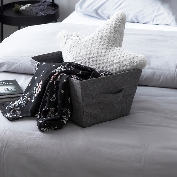 Storage basket, BIGSO TAPERED BIN MEDIUM, 40 x 30 x H 22 cm, Grey