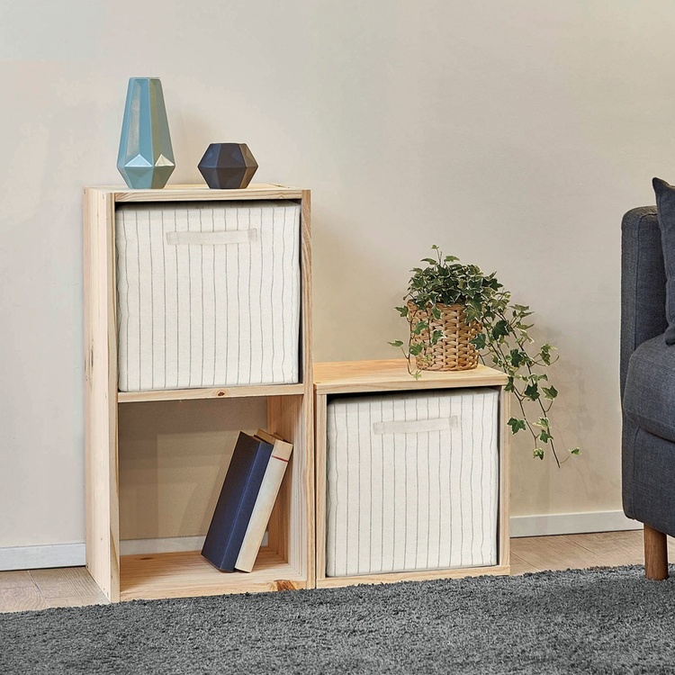 Storage Basket, Cube, TIVOLI COLLECTION, 30 x 30 x H 30 cm, Off White