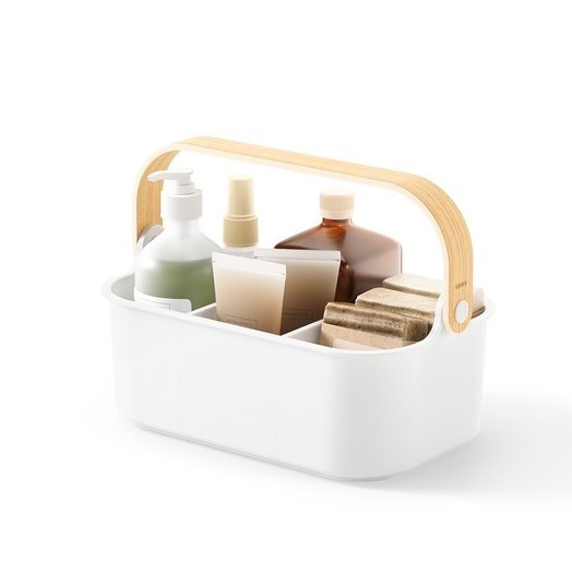 Basket, UMBRA BELLWOOD BIN, 29x 17,5 x H 13 cm, White / Nature