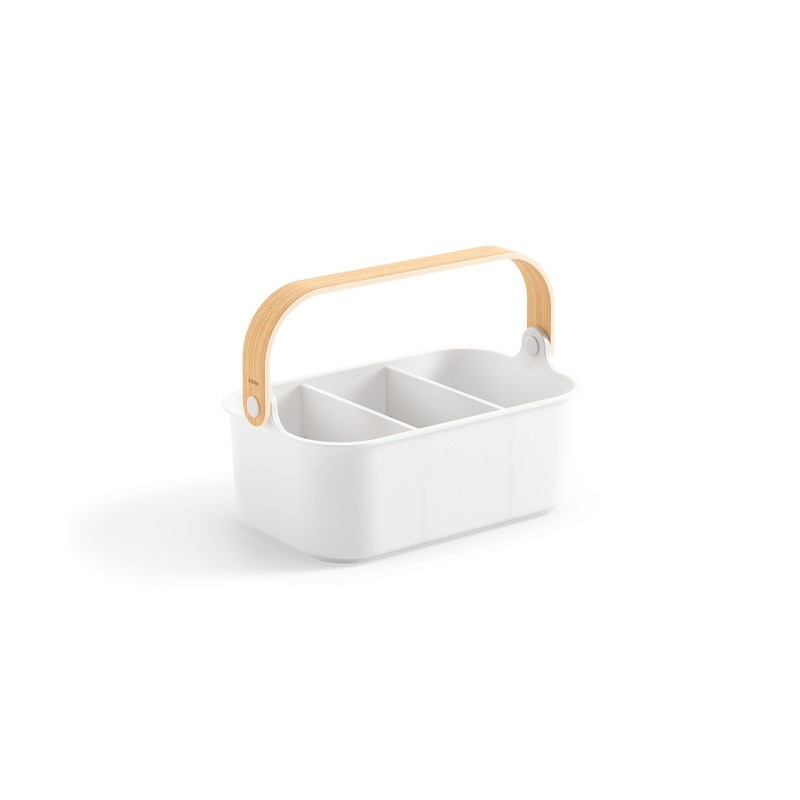Basket, UMBRA BELLWOOD BIN, 29x 17,5 x H 13 cm, White / Nature