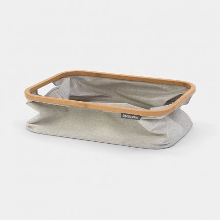 Storage Basket with Bamboo Rim, Foldable, BRABANTIA, 36 x 54 x H 26,5 cm, Grey / Nature