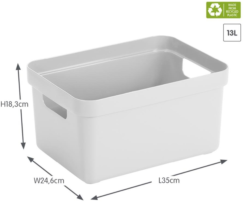 Storage Basket, 13 Liter, SIGMA BASKET MEDIUM, 35 x 24,6 x H18,3 cm, White