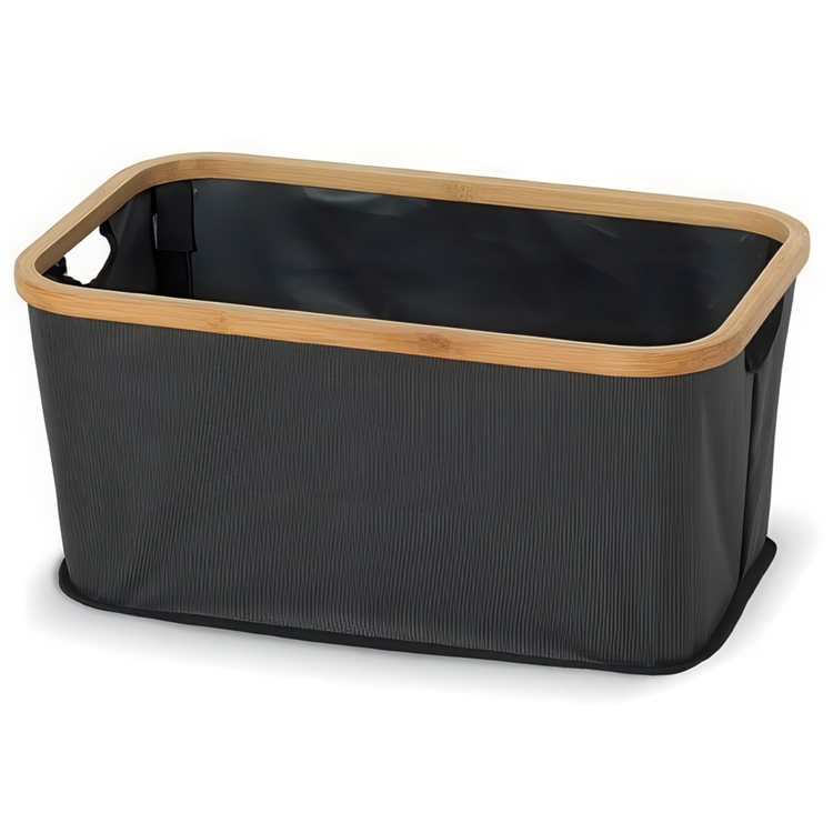 Basket, CECTA PER BUCATO, 54 x 34 x H 25 cm, Grey / Bamboo