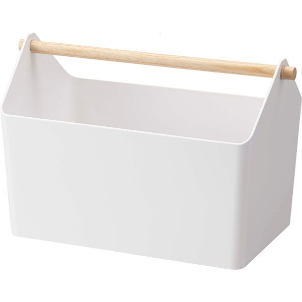 Basket with wooden handle, FAVORI, 37 x 21 x H 24 cm, Yamazaki, White