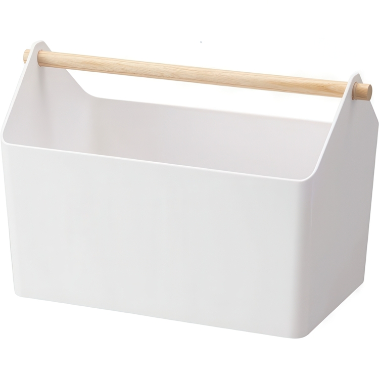 Basket with wooden handle, FAVORI, 37 x 21 x H 24 cm, Yamazaki, White