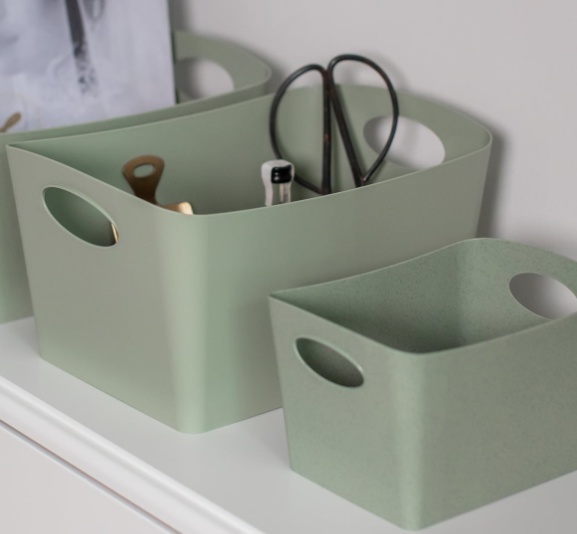 Storage basket, KOZIOL BOXXX ORGANIC SMALL, 13 x 19 x H 11 cm, Light Green