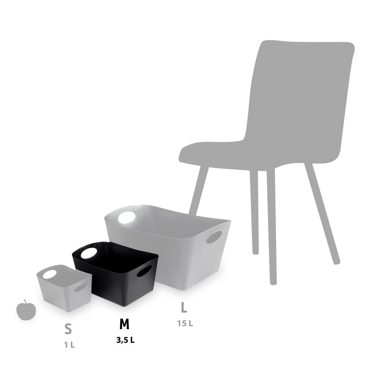Storage basket, KOZIOL BOXXX MEDIUM, 20 x 30 x H 15 cm, Black