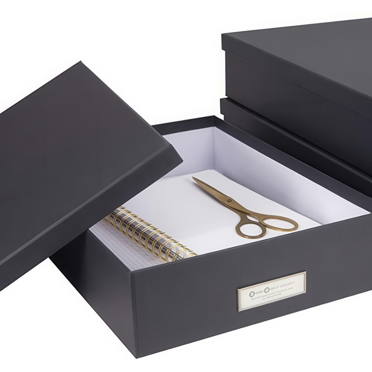 Storage box A4 +, BIGSO OSKAR, 35 x 26 x H 8,5 cm, Dark Grey