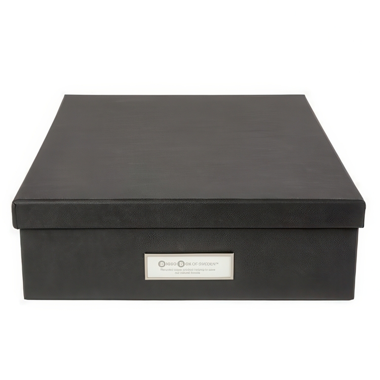 Storage box A4 +, BIGSO OSKAR, 35 x 26 x H 8,5 cm, Dark Grey