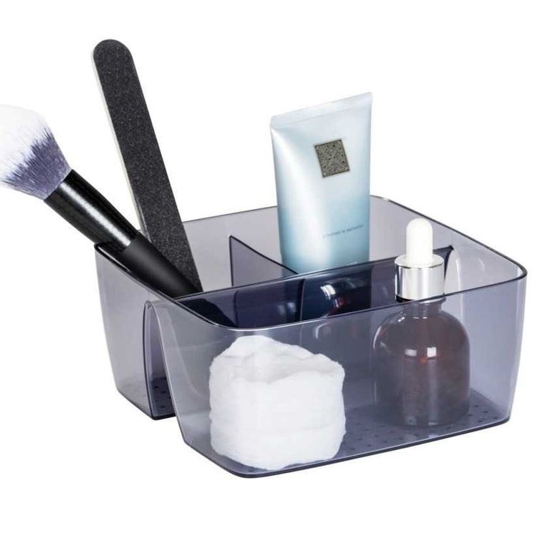 Storage Box in recycled plastic, with dividers, SAN DIEGO, 15,5 x 15,4, x H 7 cm, Transparent grey