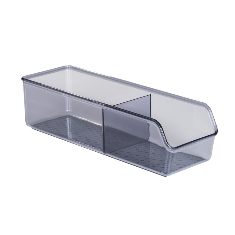 Storage Box in recycled plastic, Slim, SAN DIEGO, 27,5 x 9 x H 7,2 cm, Transparent grey