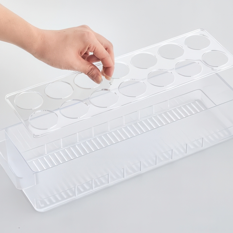 Storage box for 14 Eggs, Stackable, TOWER MODERN EGG TRAY , Yamazaki, Tranparent 