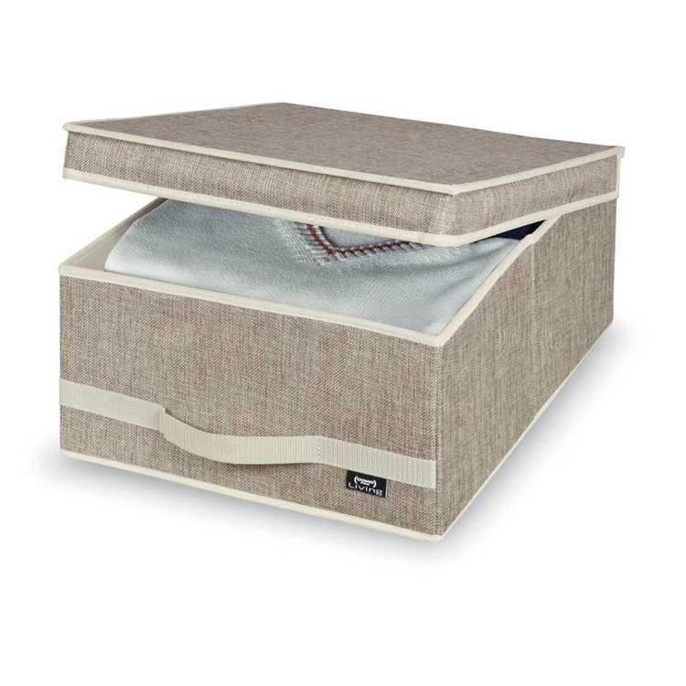 Storage Box with lid, MAISON, Medium, 45 x 35 x H 18 cm, Sand