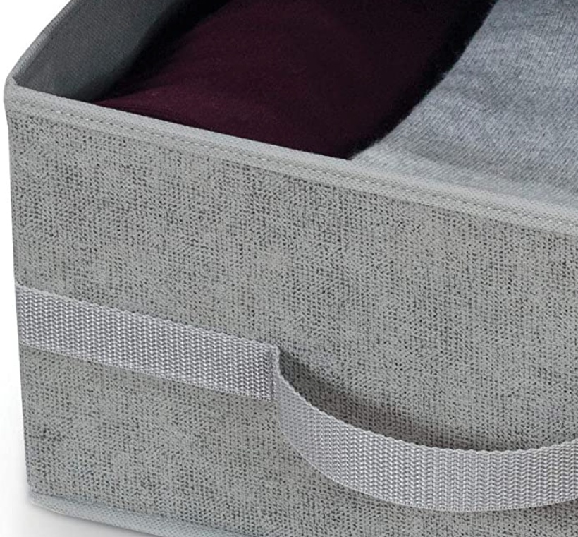 Storage Box with lid, STONE GREY, 45 x 35 x H 18 cm, Grey