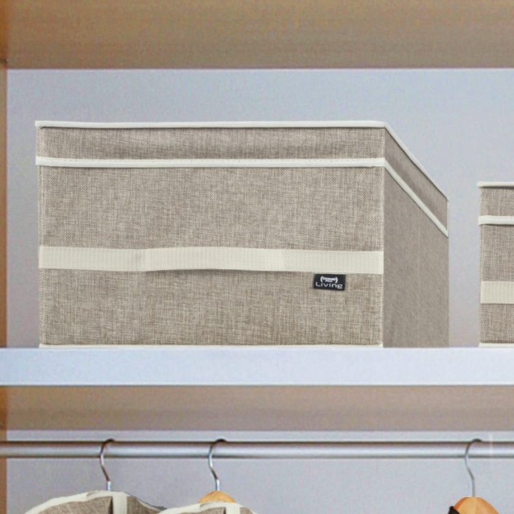 Storage Box with lid, MAISON LARGE, 50 x 38 x H 24 cm, Sand